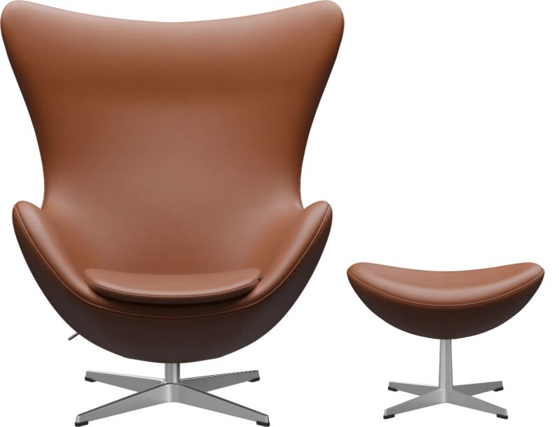 Egg Chair mit Hocker Aktionsmodell Essential Leder Fritz Hansen